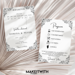 Kétoldalas - Fekete & Fehér Virágos