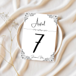 Asztalszám - Fekete & Fehér Virágos