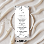 Menükártya - Fekete & Fehér Virágos