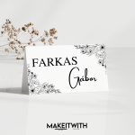 Ültetőkártya - Fekete & Fehér Virágos