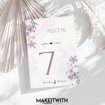 Asztalszám - Lila Virágos