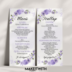 Menükártya - Lila Klematisz Virágos