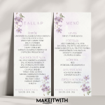 Menükártya - Lila Virágos