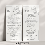 Menükártya - Minimalista, Mákvirágos