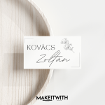 Ültetőkártya - Minimalista, Mákvirágos