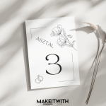 Asztalszám - Minimalista, Mákvirágos