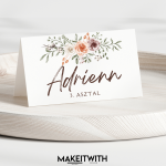 Ültetőkártya - Elegáns, Rusztikus Vintage Rózsákkal