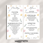 Menükártya - Színes Virágos