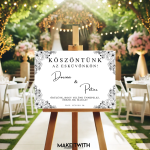 Digitális Köszöntő Tábla – Fekete & Fehér Virágos