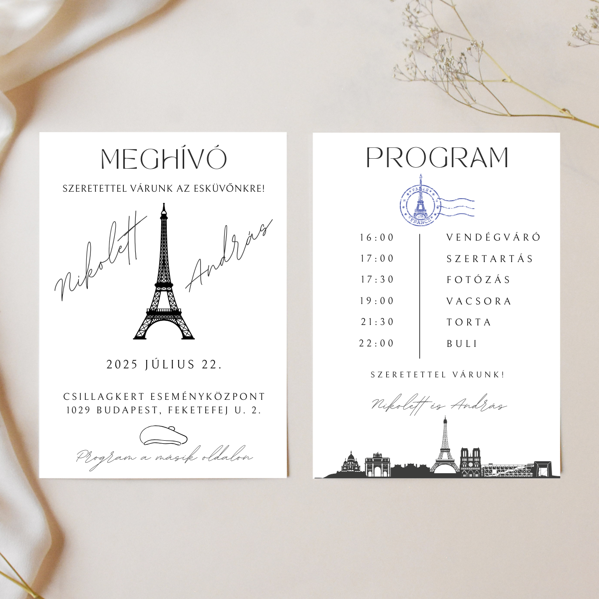 paris _meghívó Kétoldalas – Párizs - Image 1