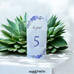 Háromszög Menü/Asztalszám – Lila Klematisz Virágos