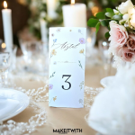 Háromszög Menü/Asztalszám – Színes Virágos