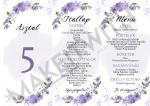 Háromszög Menü/Asztalszám – Lila Klematisz Virágos - Image 3