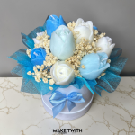 Tulipán Álom – Illatosított Virágbox (kék-fehér)