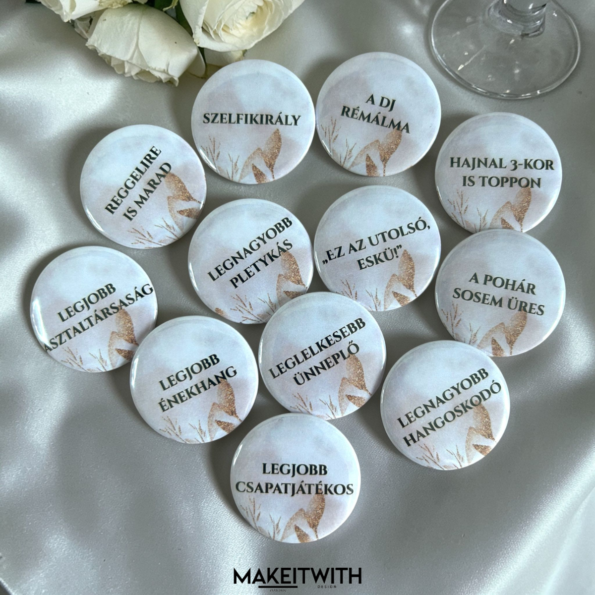 esküvői kitűző Esküvői Party Kitűzők - Image 1